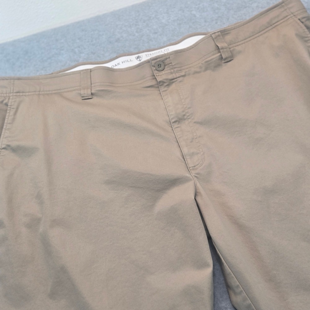 Oak Hill Mens Straight Fit Khaki Tan Chino Pants Zipper Back Pocket 46x28